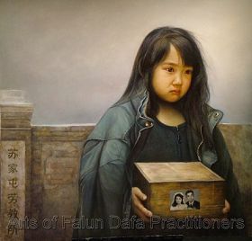 董锡强，《孤儿泪》，油画，48”