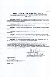 二零一二年七月二日，美国新泽西州李文斯顿市通过决议谴责中共迫害法轮功