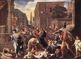 （图3）油画《阿什杜德的瘟疫》刻画了当时第四次大瘟疫可怕的情景。
