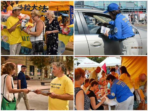 法轮功学员讲真相，波兰民众在反对活摘的征签表上签名