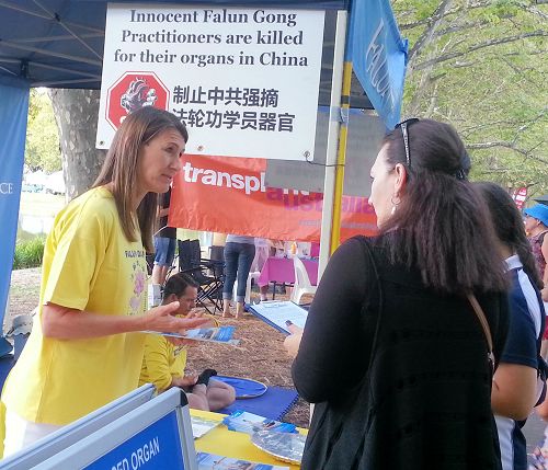 法轮功学员在西澳多元文化节上向人们讲述发生在中国的迫害真相