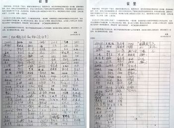征签名单上266人全都是杨虎男所在公司的人员。