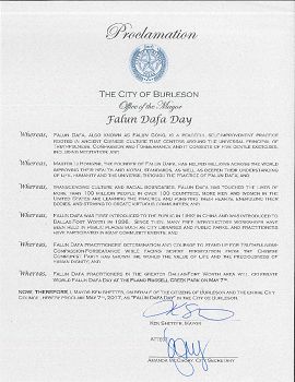 图6：美国德州伯俐逊市宣布“法轮大法日”