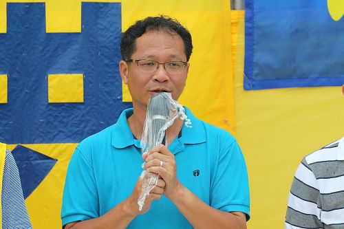 '图7：支联会副主席蔡耀昌出席集会上发言。'