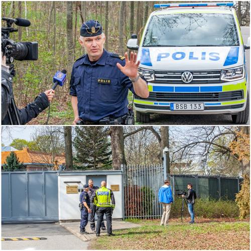 '图3：瑞典警察要写一份中共大使馆工作人员干扰瑞典集会自由和表达自由的申诉书，标题为干扰公众集会。'