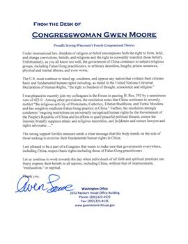 图12：联邦众议员关‧摩尔（Gwen Moore）的支持信