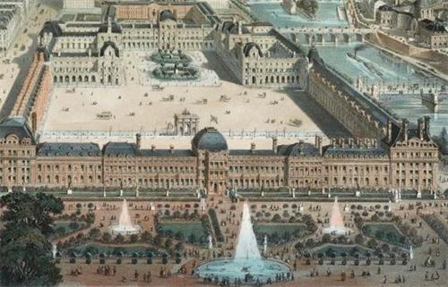 '图2 曾经的杜伊勒里王宫（前面一整排宫殿）外观，现已不存在'