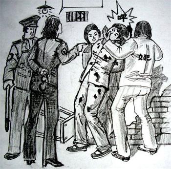 '图三、中共酷刑殴打、撞头示意图'