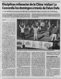 '西班牙瓦德拉哈勒最大的报纸《Nueva Alcarria》对法轮功炼功点的报道'