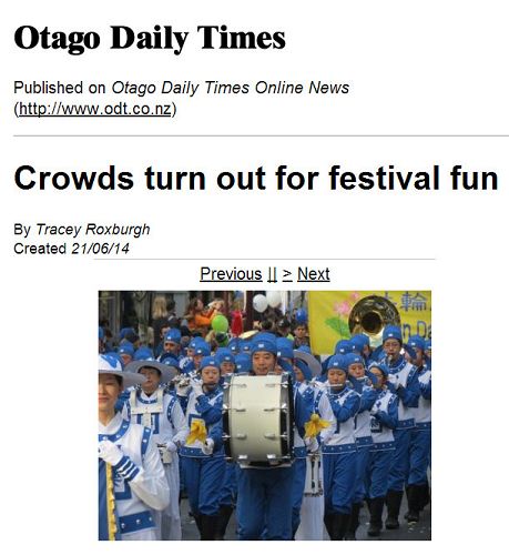 图4：“奥塔哥日报”刊登天国乐团的照片