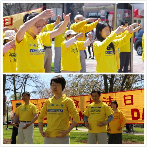 二零一五年五月二日，部分法轮功学员来到密西根大学的安娜堡主校园内举行了集体炼功活动