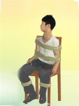 中共监狱酷刑示意图：捆绑在椅子上