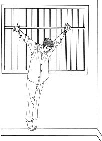 '酷刑示意图:吊铐'