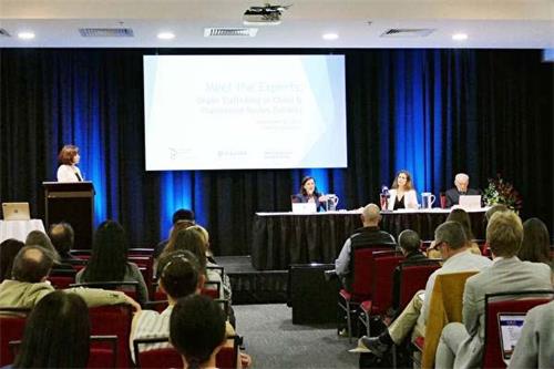 '图1：在悉尼韦斯利会议中心（Wesley?Conference?Centre）电影放映及座谈会上，澳洲专家学者与麦塔斯一起探寻如何共同阻止活摘器官的继续。'