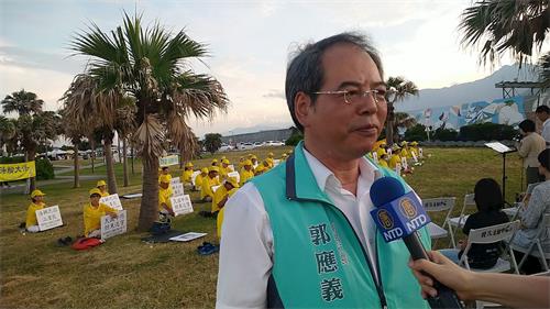 '图7：行政院东部服务处副执行长郭应义呼吁全球站出来反对“港版的国安法”。'