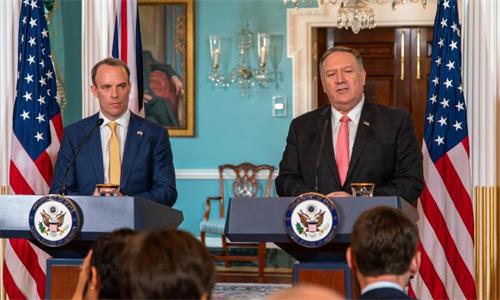 '图1：美国国务卿蓬佩奥与英国外交大臣拉布举行新闻发布会'