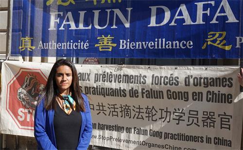 '图8：“国际阻止中国滥用移植联盟”（ETAC）法国方面负责人菲奥雷拉·卢娜（Fiorella Luna）女士'