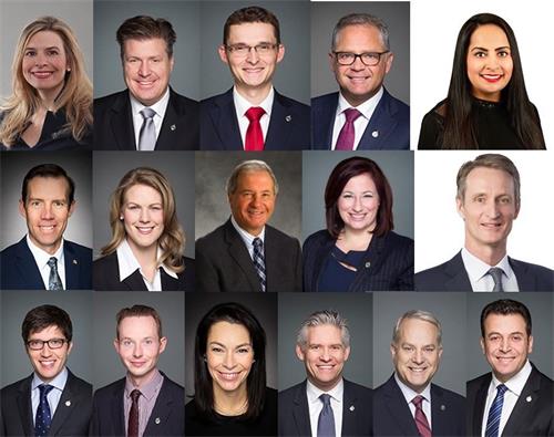 '图1：加拿大亚省多位联邦国会议员向法轮大法学会发来贺信和视频，恭祝法轮大法日。'