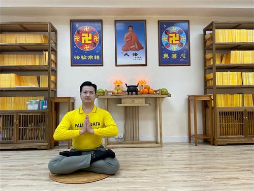 '图2:二零一七年修炼的晓翔说:法轮大法让他明白人生的意义就是修炼,返本归真。'