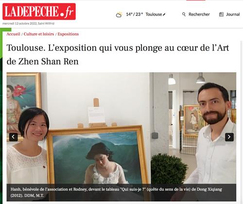 图1：九月二十三日，法国报纸Ladepeche网站刊登文章《带你走进真善忍艺术核心的展览》（网站报道截图）