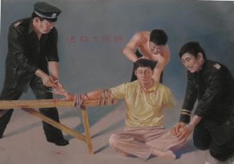 '酷刑演示：用竹签扎手指（绘画）'