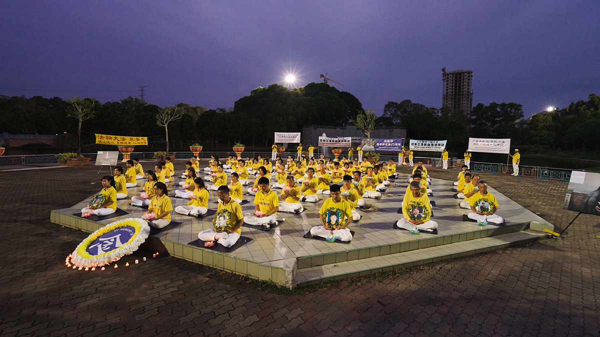 图6： 二零二二年七月十日，马来西亚部分法轮功学员来到马六甲举办了7.20反迫害活动，悼念在中国因信仰“真善忍”而被迫害致死的法轮功学员。