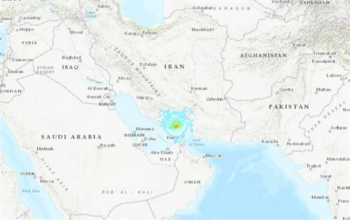 '图1：美国地质调查所指出，七月二日伊朗霍尔木兹甘省港市暨省会阿巴斯以西发生规模6.0级地震。（美国地质调查所网页usgs.gov）'
