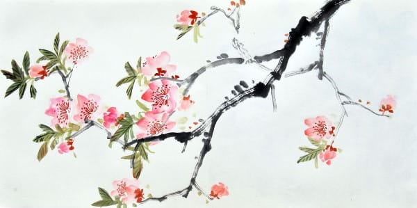 上圖：《桃花》，法輪功學員作品，始發於明慧網（http://minghui.org）。
