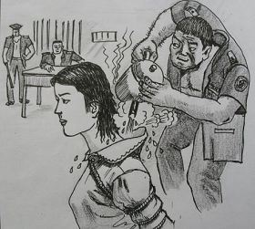 '中共酷刑示意图:热水烫'