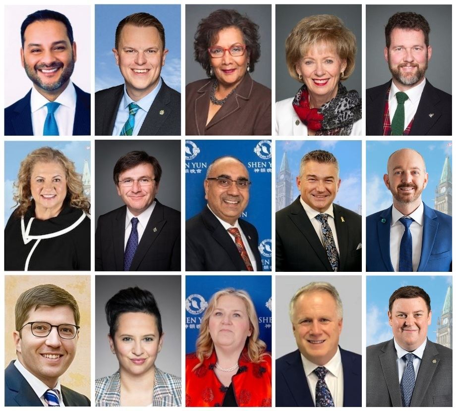 '图1:更多加拿大联邦国会议员近期发来贺信和褒奖状,欢迎神韵莅临,并祝贺神韵再创辉煌。(明慧网合成)'